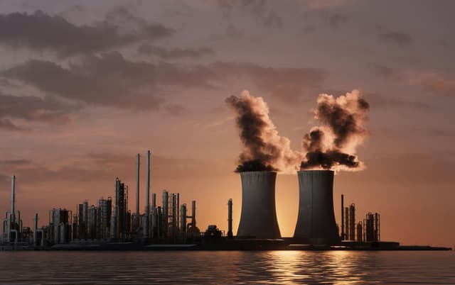 Site industriel du secteur énergie, illustrant les projets nucléaires et pétroliers de Geozey